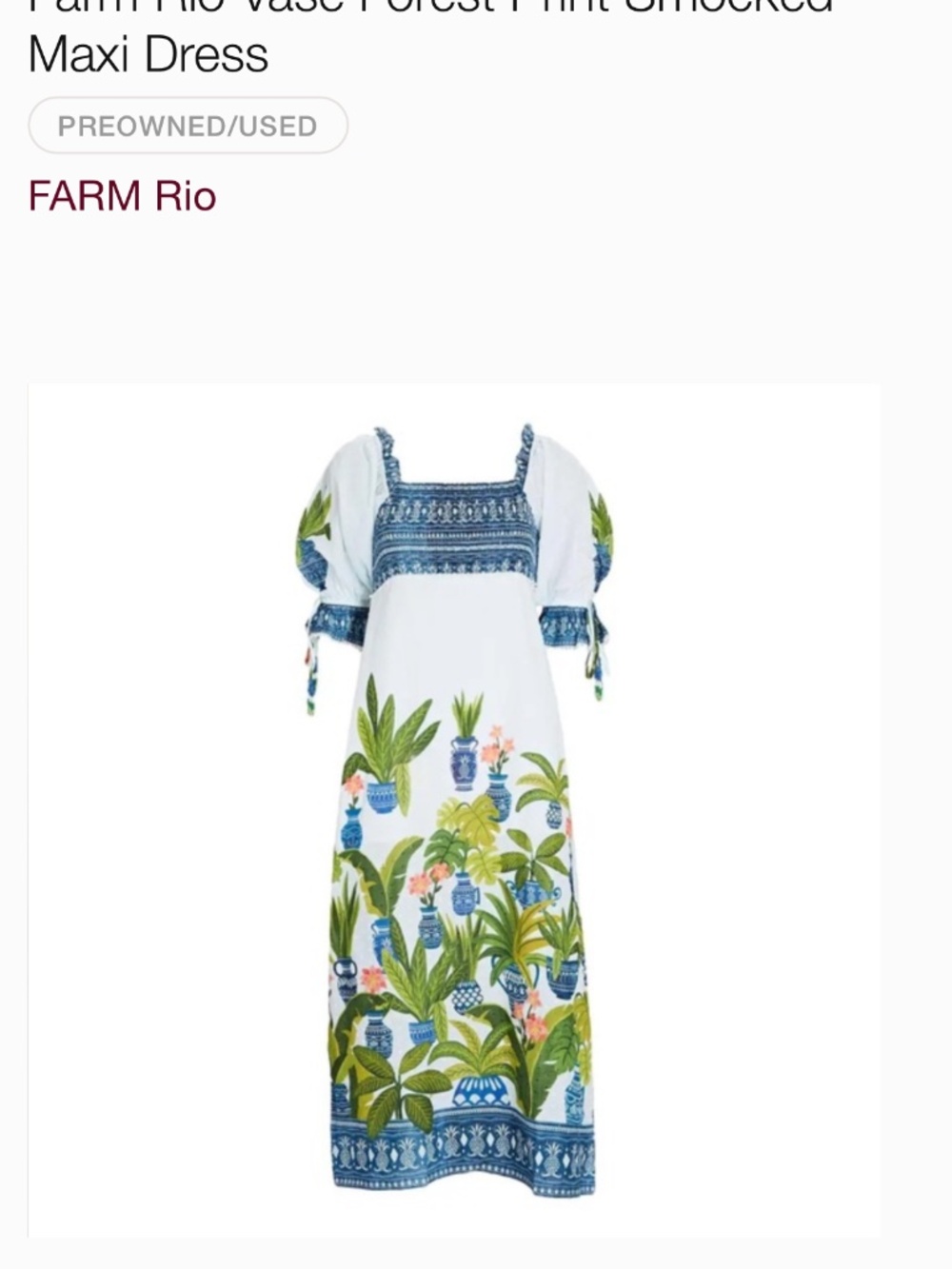 Farm Rio Vase Forest Print Smocked Maxi Dress - Picture 1 of 3